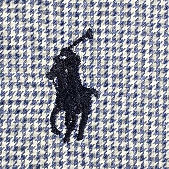 Polo Ralph Lauren Shirt Oxford Button Down LS Mens Size L Blake Blue Houndstooth - Picture 13 of 16
